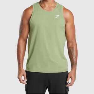 Gymshark Men crest tank size S regular fit color green cotton NWT Workout Gym